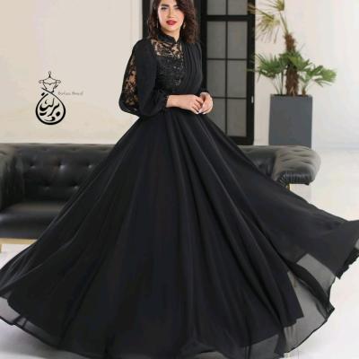 پیراهن مهمانی زنانه کرپ حریر مدل گلرخ