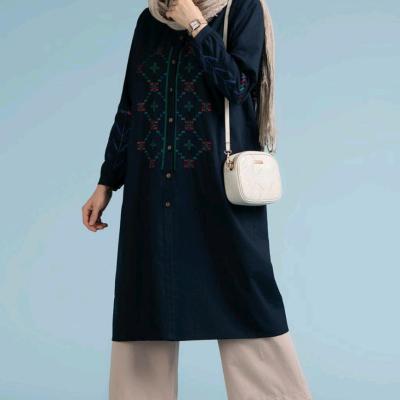 مانتو بلند دانشجویی اداری دکمه دار مدل آرکا