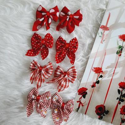 گیره مو انبری پاپیونی،طرح چهارخونه و خال خالی