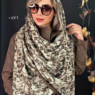 شال پلیسه نخ برشکا پاییزه تم کرم موکا در ده طرح زیبا-157693