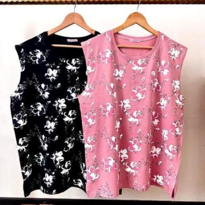 تاپ رکابی زنانه چاپ گل برجسته