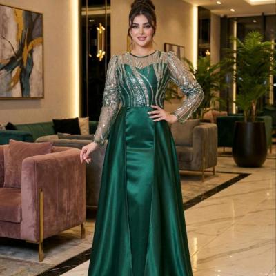 پیراهن مهمانی زنانه تور و ساتن‌منجوق و پولک دوزی مدل ملودی