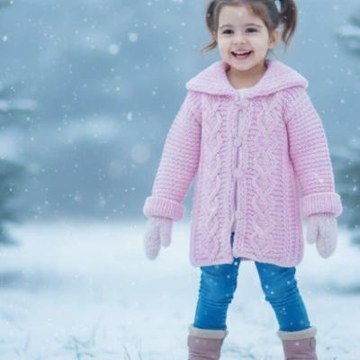 ژاکت دستبافت بچگانه مناسب حدود 3 تا 4 سال الیز پافی فاین