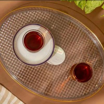 سینی اکرولیک بیضی طلا کوب