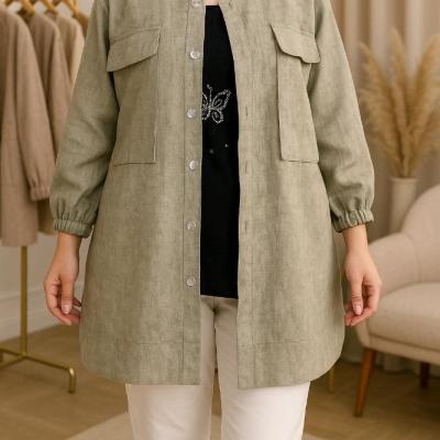 مانتو اسپرت زنانه نخی مدل شومیز مانتویی نخ ترک