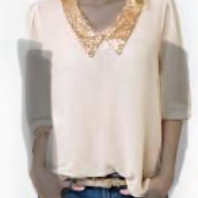 پیراهن مهمانی زنانه حریر شومیز کره مدل یقه شاین