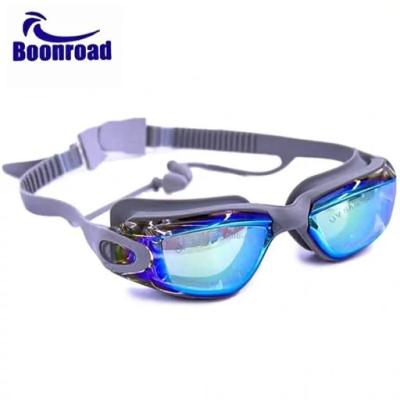 عینک شنا جیوه ای سیلیکونی Boonroad با گوش گیر متصل مدل BL885H ( طوسی )