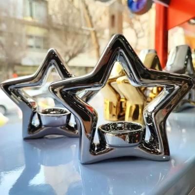 جاشمعی سرامیکی طرح ستاره رنگ نقره ای
