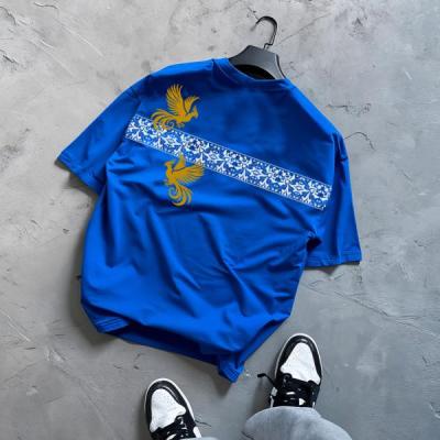 تیشرت مردانه مدل ققنوس نوار دار طرح سنتی رنگ کاربنی-155159