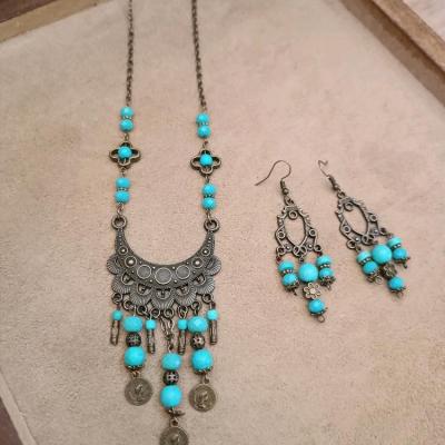 ست گردنبند و گوشواره سنتی سنگ فیروزه