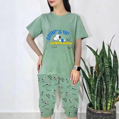 ست تیشرت شلوارک نخپنبه سوپر اسنوپی زنانه(تیشرت + شلوارک)