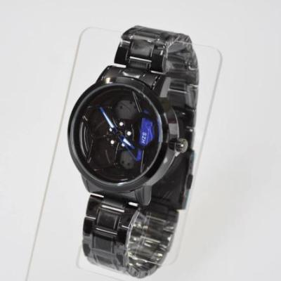 ساعت مچی کوارتز رینگی|صفحه چرخان| بند استیل رنگ مشکی|صفحه مشکی آبی