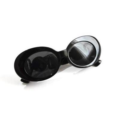 عینک آفتابی Versace فریم مشکی بیضی با لنز خاکستری