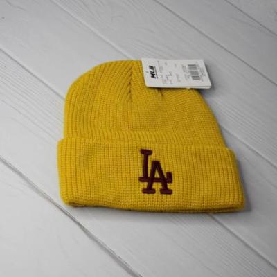 کلاه بافتنی زرد MLB با لوگوی LA