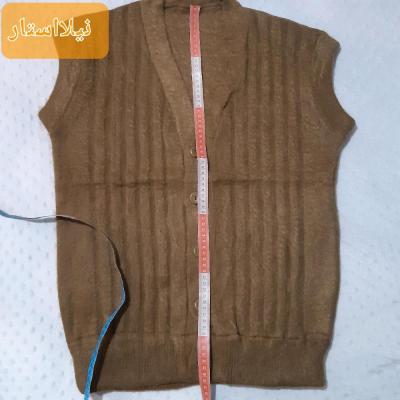 ژیله مردانه پشم شتر جلو دکمه رنگ شتری