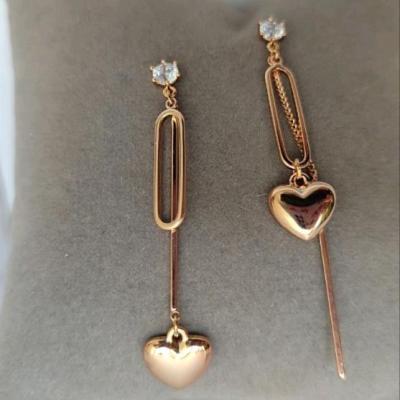 گوشواره ژوپینگ میخی قلب و نگین