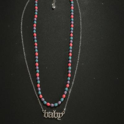 گردنبند دولایه مهره ای و نقره ای baby برند six