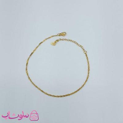 پابند زنانه (زنجیر سنگاپوری) ظریف استیل طلایی رنگ کد 798