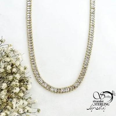 گردنبند جواهری طلایی فول نگین کد 20147