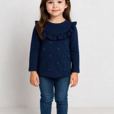 بلوز دخترانه تک قلبی چین دار سایز45