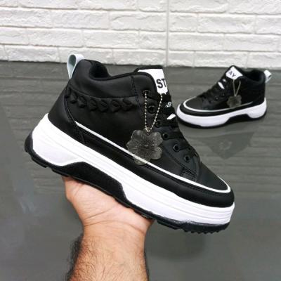 کتونی ساق دار زنانه و دخترانه سایز 37 تا 40 سفید و مشکی