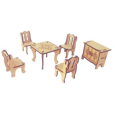 پازل چوبی سه بعدی میز و صندلی