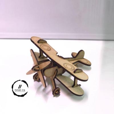 پازل چوبی سه بعدی هواپیمای دوباله کوچک