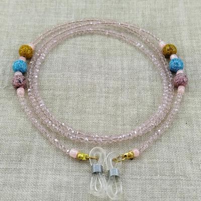 بند عینک تمام کریستال تراش دار با مهره های چوبی 1