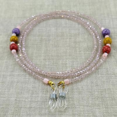 بند عینک تمام کریستال تراش دار با مهره های چوبی 2