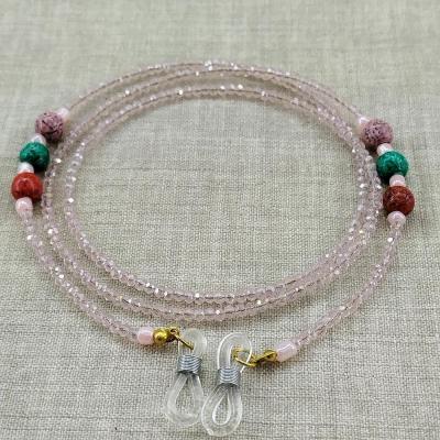 بند عینک تمام کریستال تراش دار با مهره های چوبی 3