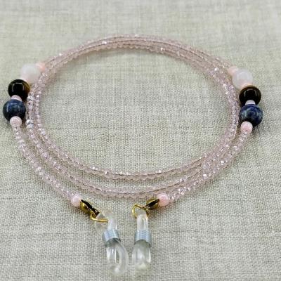 بند عینک تمام کریستال تراش دار با مهره های سنگ قیمتی 1