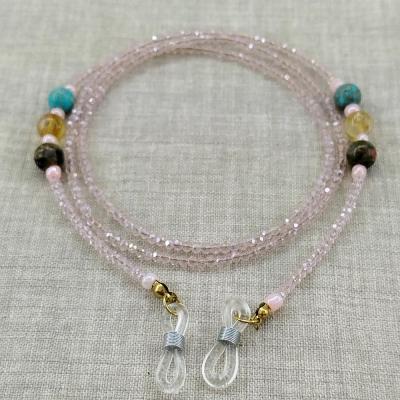 بند عینک تمام کریستال تراش دار با مهره های سنگ قیمتی 2