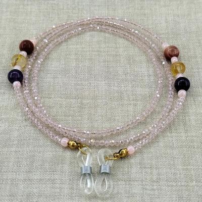 بند عینک تمام کریستال تراش دار با مهره های سنگ قیمتی 3