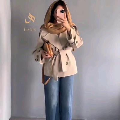 بارانی کوتاه زنانه مدل هینا جنس کتان تی سی اعلا و آستر