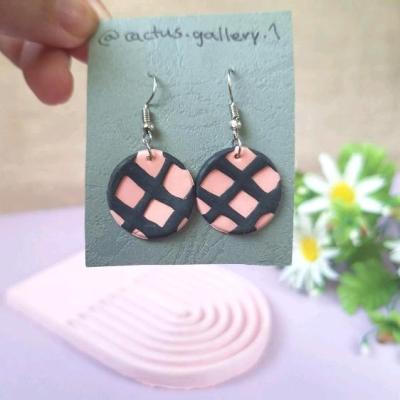 گوشواره خمیری چارخونه صورتی