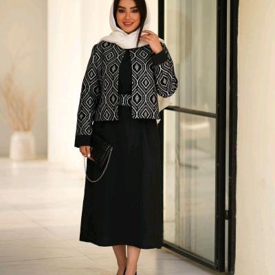 مانتو مجلسی کرپ مدل کت و سارافن و کمربند-151691