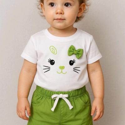 تیشرت شلوارک طرح خرگوش رنگ سبز سایز 35 40