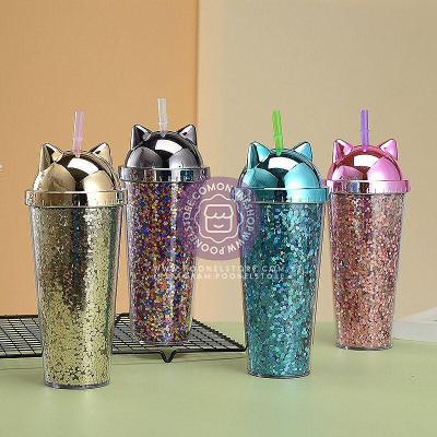 اسموتی فلاسک کریستال سیلیکونی فیلتردار مدل گربه حجم 400 میلی لیتر