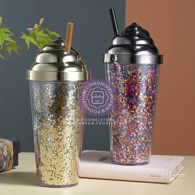 اسموتی فلاسک کریستال سیلیکونی فیلتردار مدل بستنی خامه ای حجم 400 میل