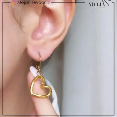 گوشواره قلبی مینیمال طلایی کد611