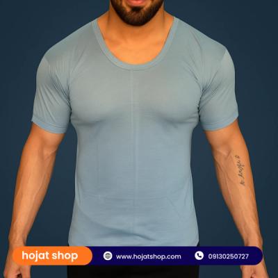 زیرپوش آستین دار یکرو یقه باز سه رنگ (طوسی+ سفید+ آبی) جین 12 عددی